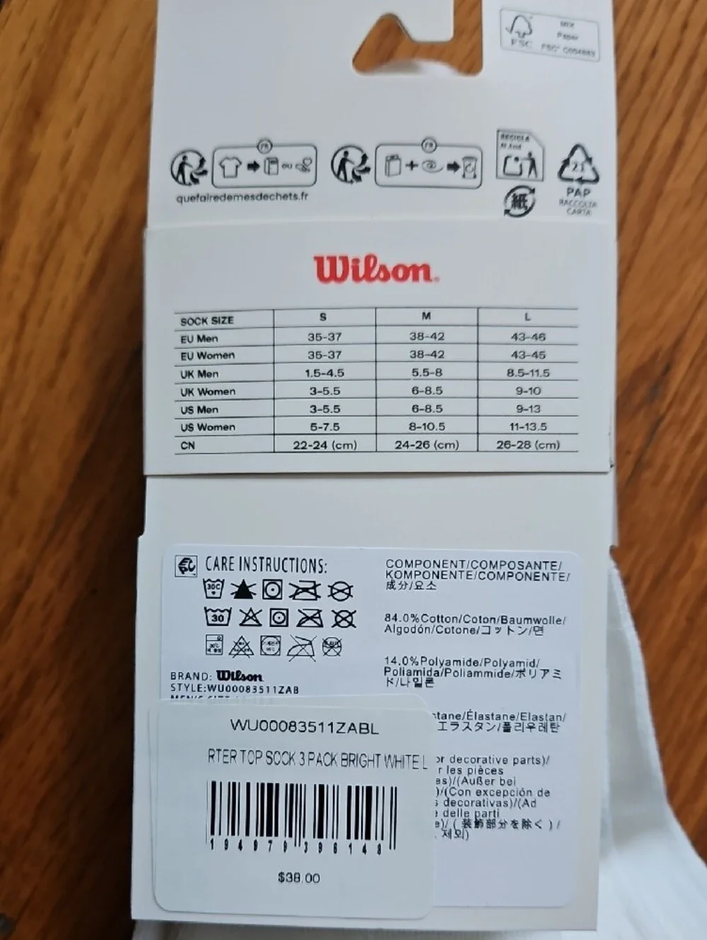 Wilson White Crew Athletic Socks with Red 'W' Logo